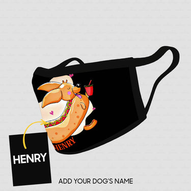 Personalized Dog Gift Idea - Sausage Dog With Coke For Dog Lovers - Cloth Mask